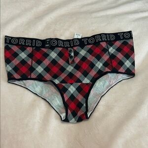 Torrid Red and Black Plaid Cheeky Underwear